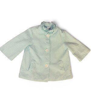 Sara Campbell Trapeze Jacket Large Seersucker Bell Sleeves Casual Shell Buttons